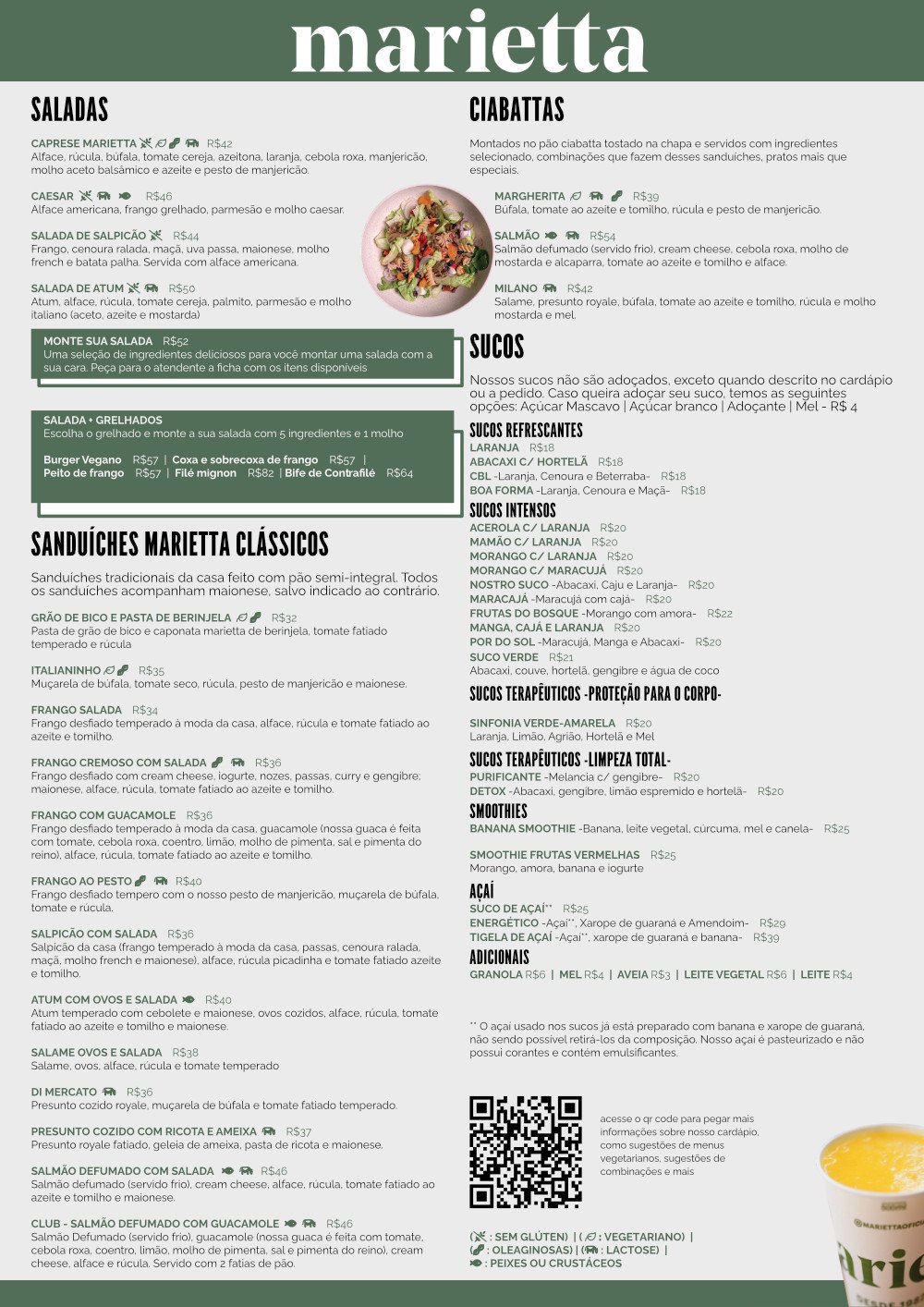 Cardápio do Plaza Norte.